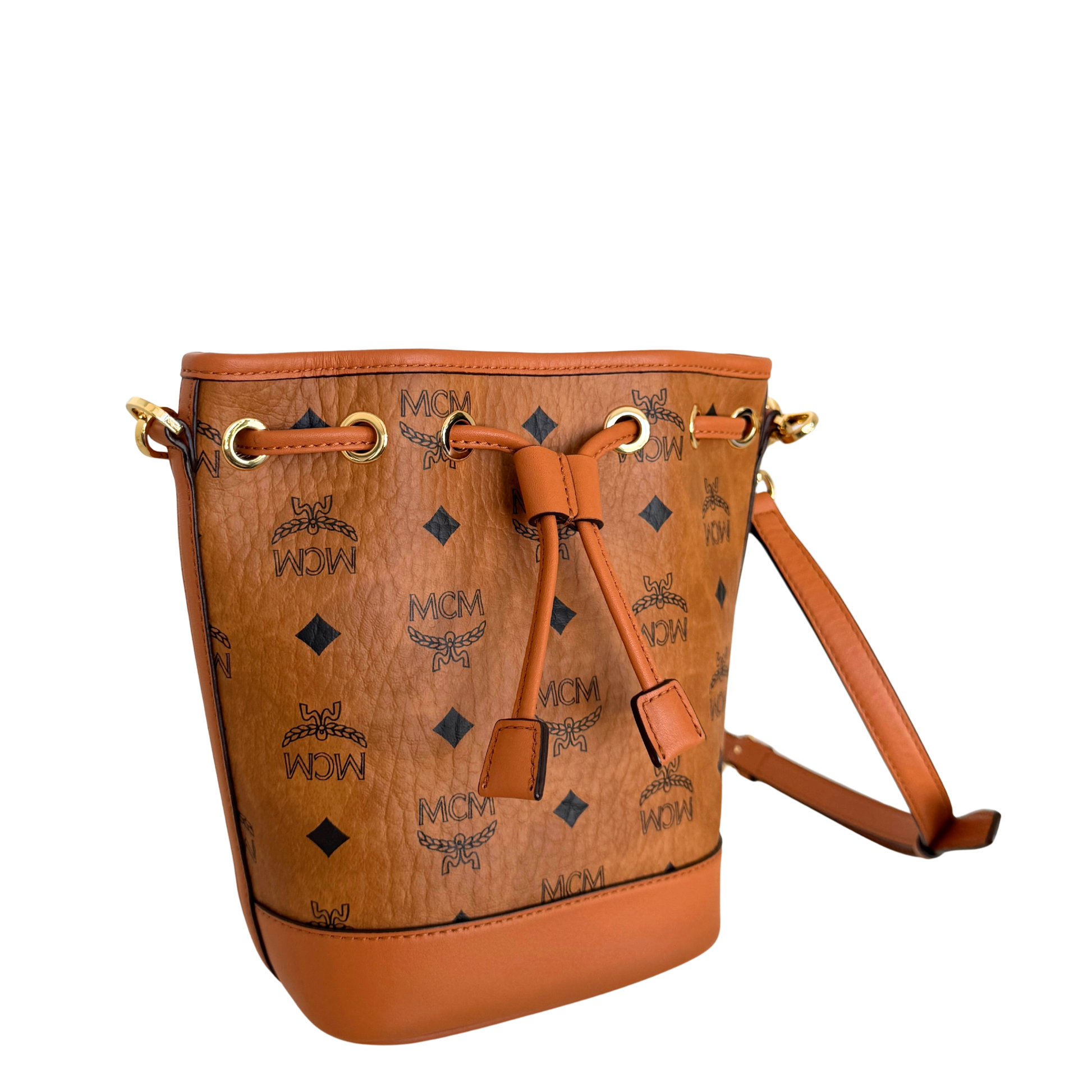 MCM Mini Dessau Kordelzugtasche in Visetos Cognac / neuwertig MCM