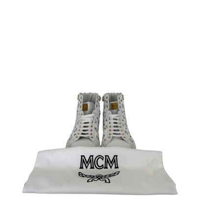 MCM High Top Turnlock Sneaker in Visetos Weiß Größe 44 / neuwertig MCM