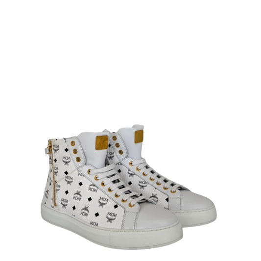 MCM High Top Turnlock Sneaker in Visetos Weiß Größe 44 / neuwertig Echtheitscheck
