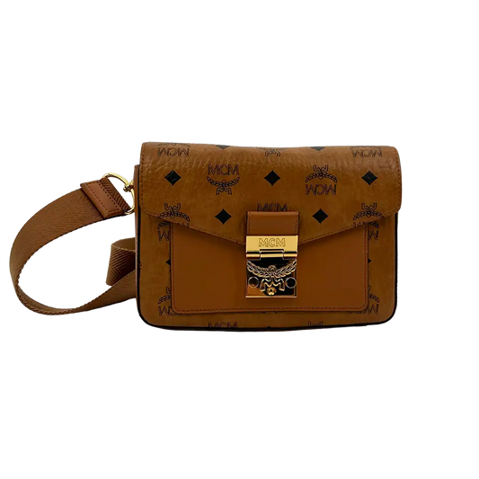 MCM Viktor Visetos Crossbody Tasche small Cognac / sehr gut MCM