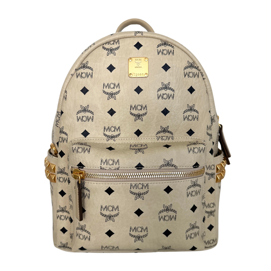 Stark Rucksack in Visetos mit seitlichen Nieten Beige / sehr gut MCM