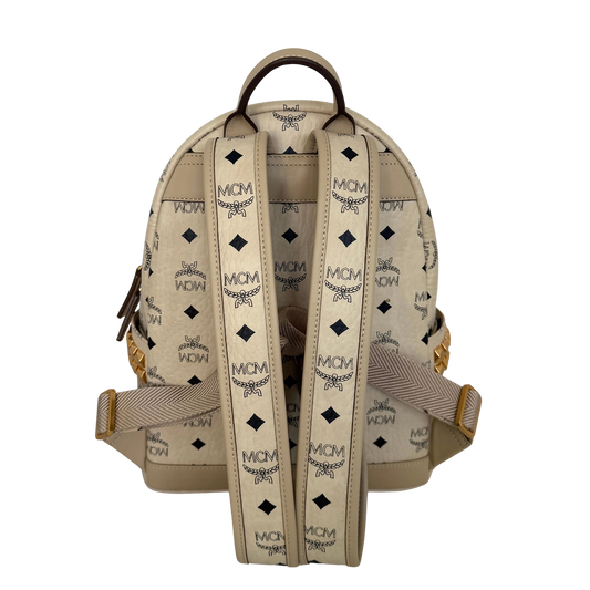 Stark Rucksack in Visetos mit seitlichen Nieten Beige / sehr gut MCM