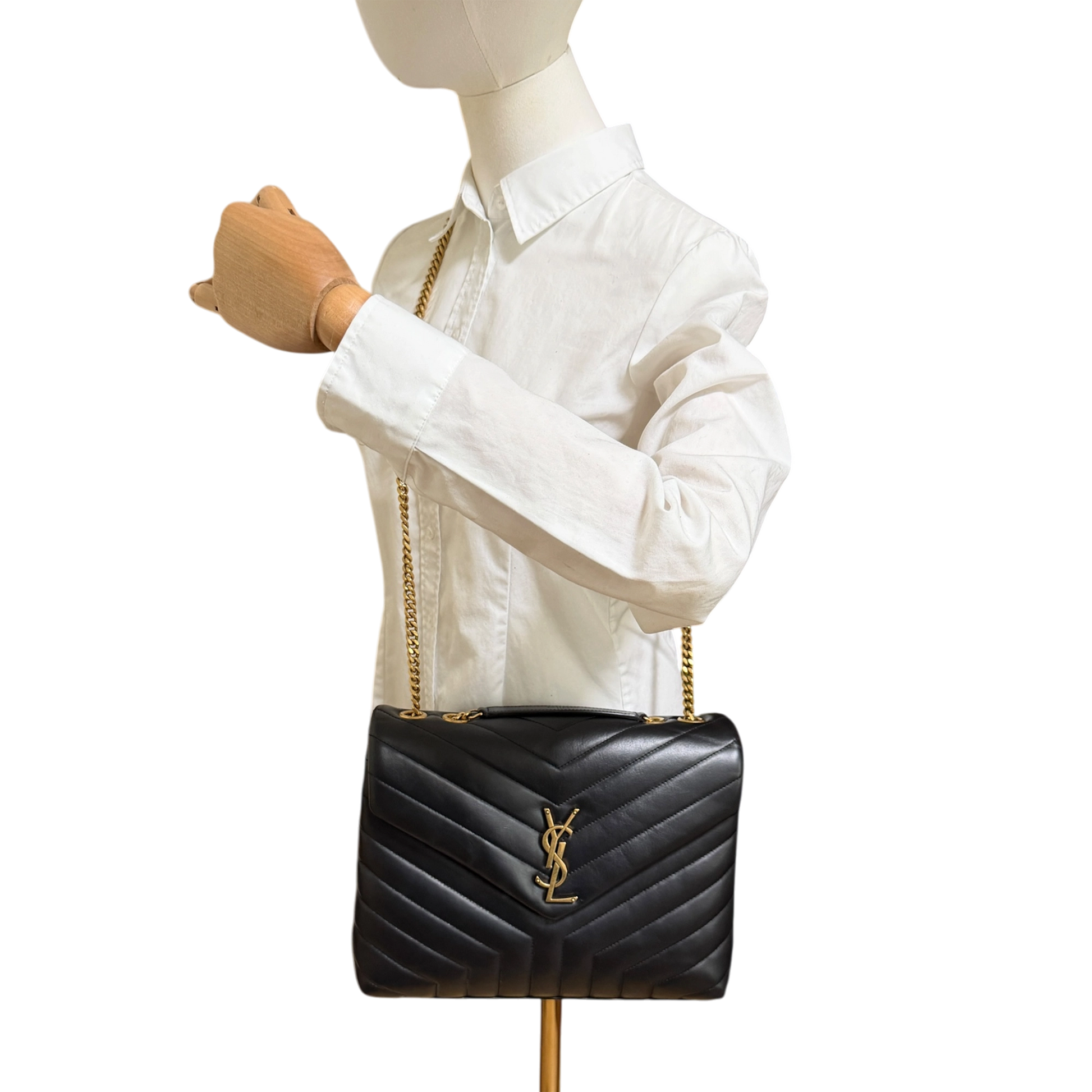 Saint Laurent LouLou Medium Leder Schwarz goldene Hardware / sehr gut Saint Laurent
