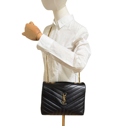 Saint Laurent LouLou Medium Leder Schwarz goldene Hardware / sehr gut Saint Laurent