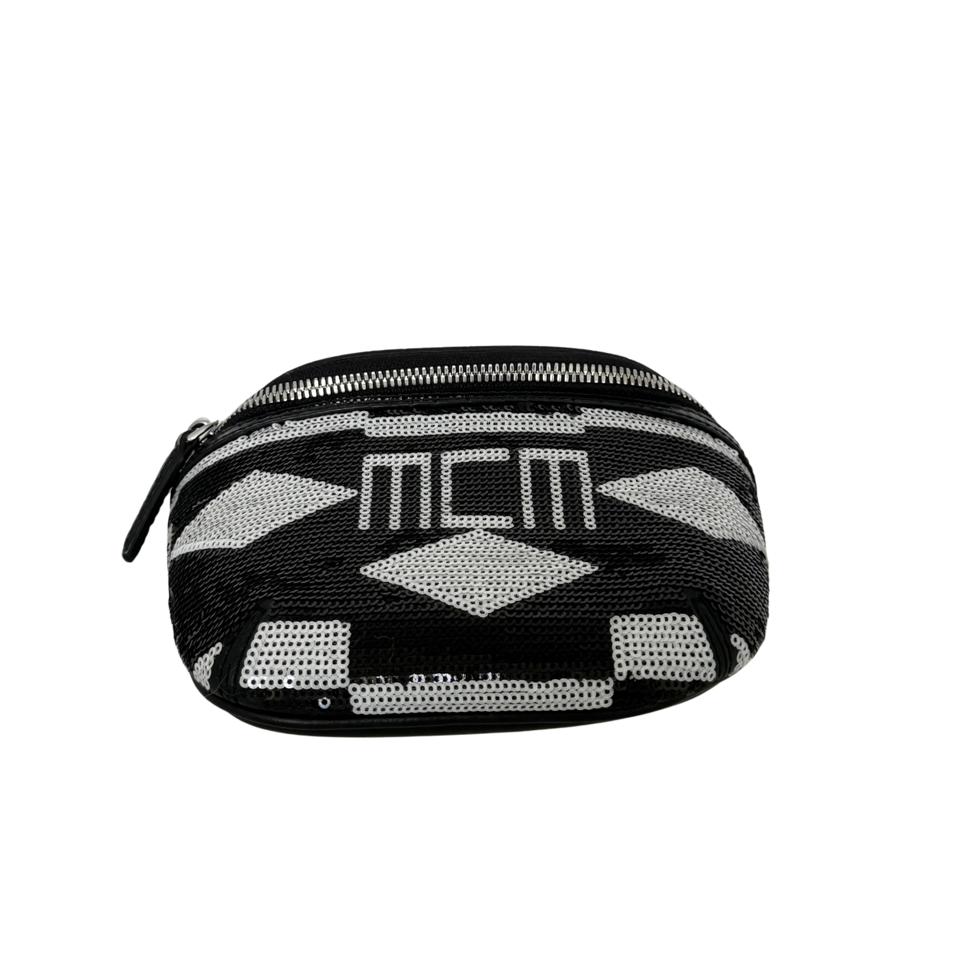 MCM Geo Croco Umhängetasche mit Pailetten Schwarz / neuwertig MCM