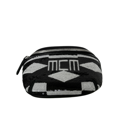 MCM Geo Croco Umhängetasche mit Pailetten Schwarz / neuwertig MCM