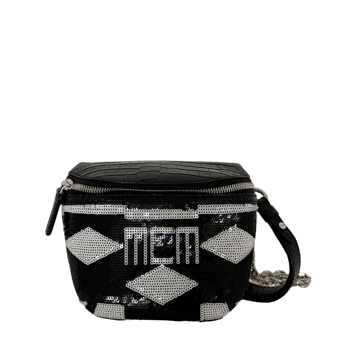 MCM Geo Croco Umhängetasche mit Pailetten Schwarz / neuwertig MCM