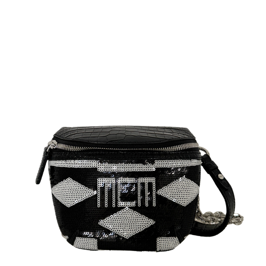 MCM Geo Croco Umhängetasche mit Pailetten Schwarz / neuwertig MCM