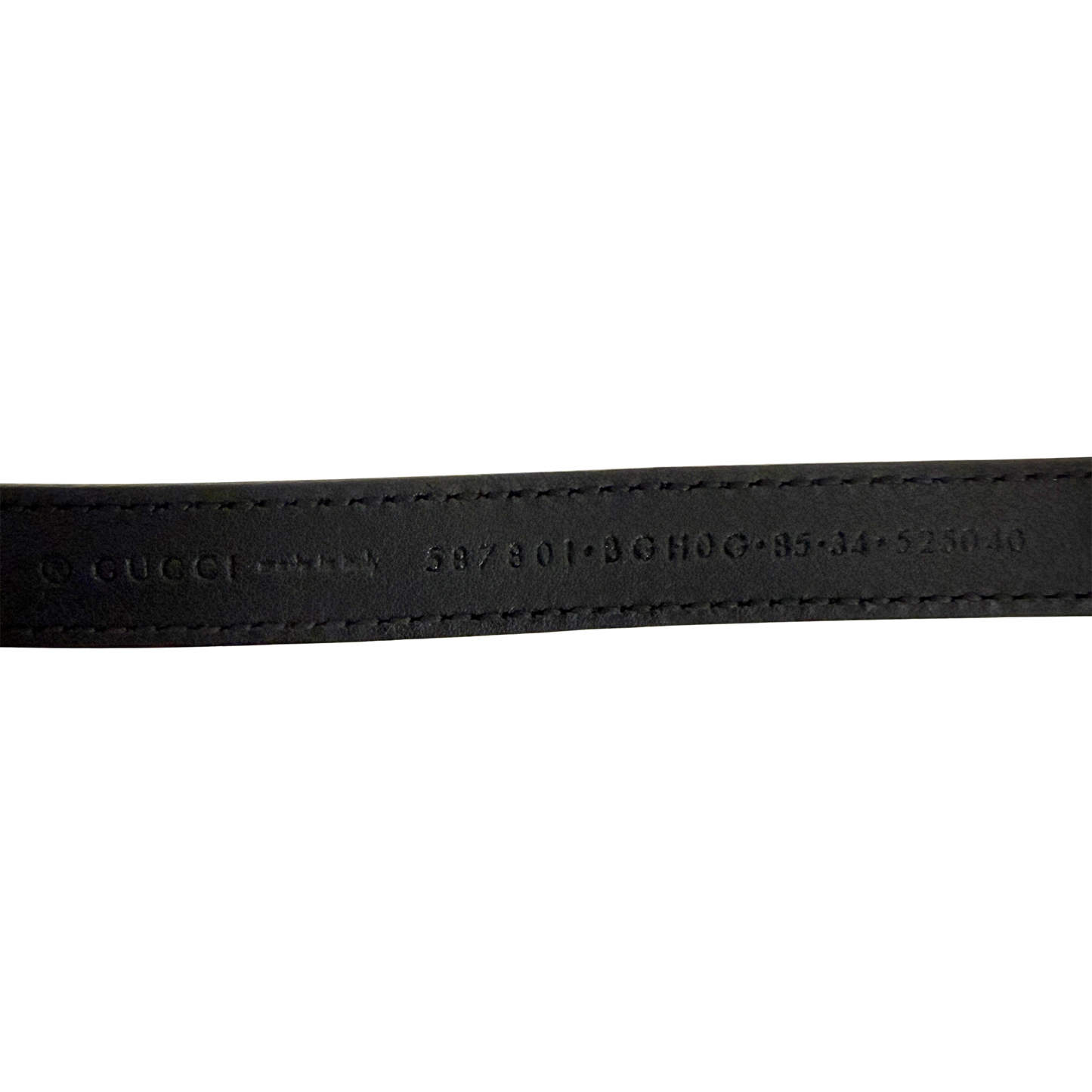 Gucci G Buckle schmaler Gürtel aus Leder 85cm Schwarz / sehr gut Gucci