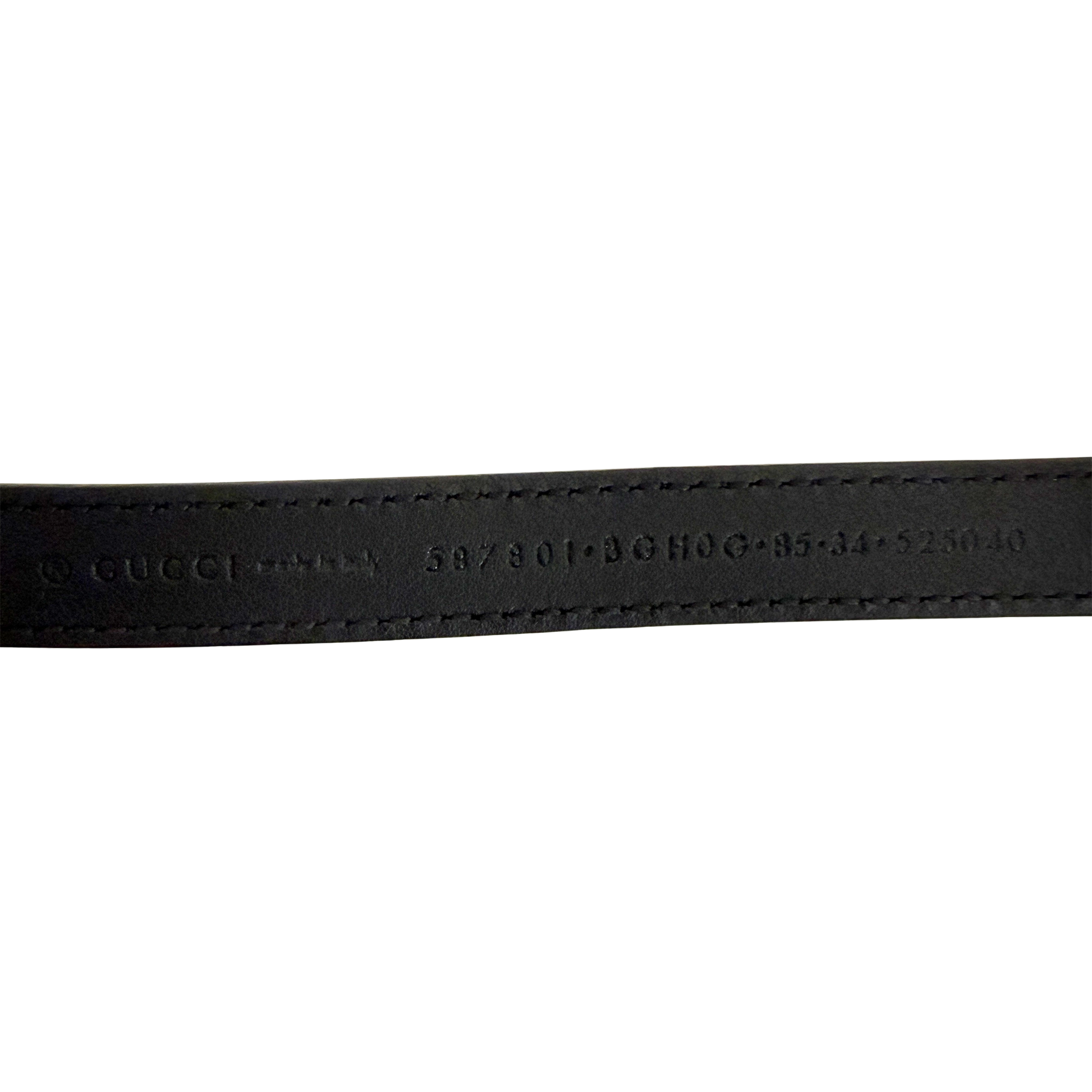 Gucci G Buckle schmaler Gürtel aus Leder 85cm Schwarz / sehr gut Gucci