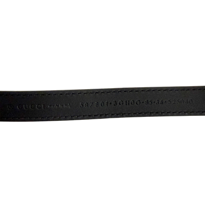 Gucci G Buckle schmaler Gürtel aus Leder 85cm Schwarz / sehr gut Gucci
