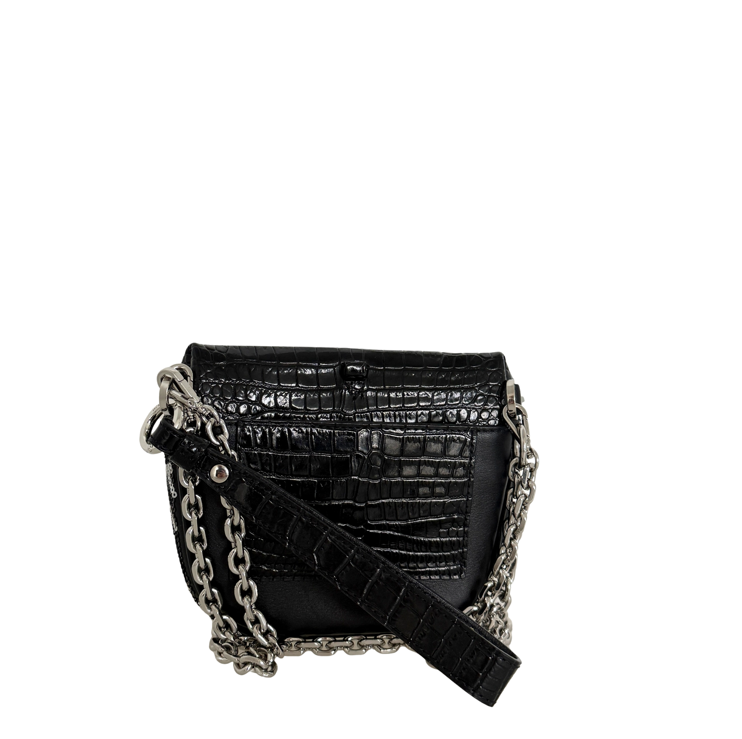 MCM Geo Croco Umhängetasche mit Pailetten Schwarz / neuwertig MCM