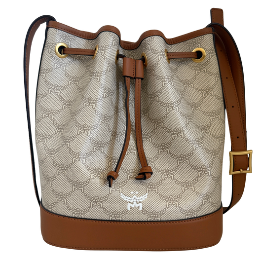 MCM Himmel Kordelzugtasche in Lauretos Braun / neuwertig Echtheitscheck