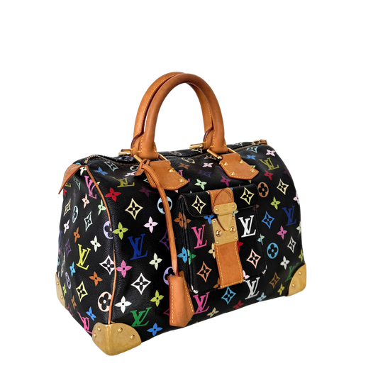 Louis Vuitton Speedy 30 Multicolor Tasche M92642 Schwarz / gut Echtheitscheck