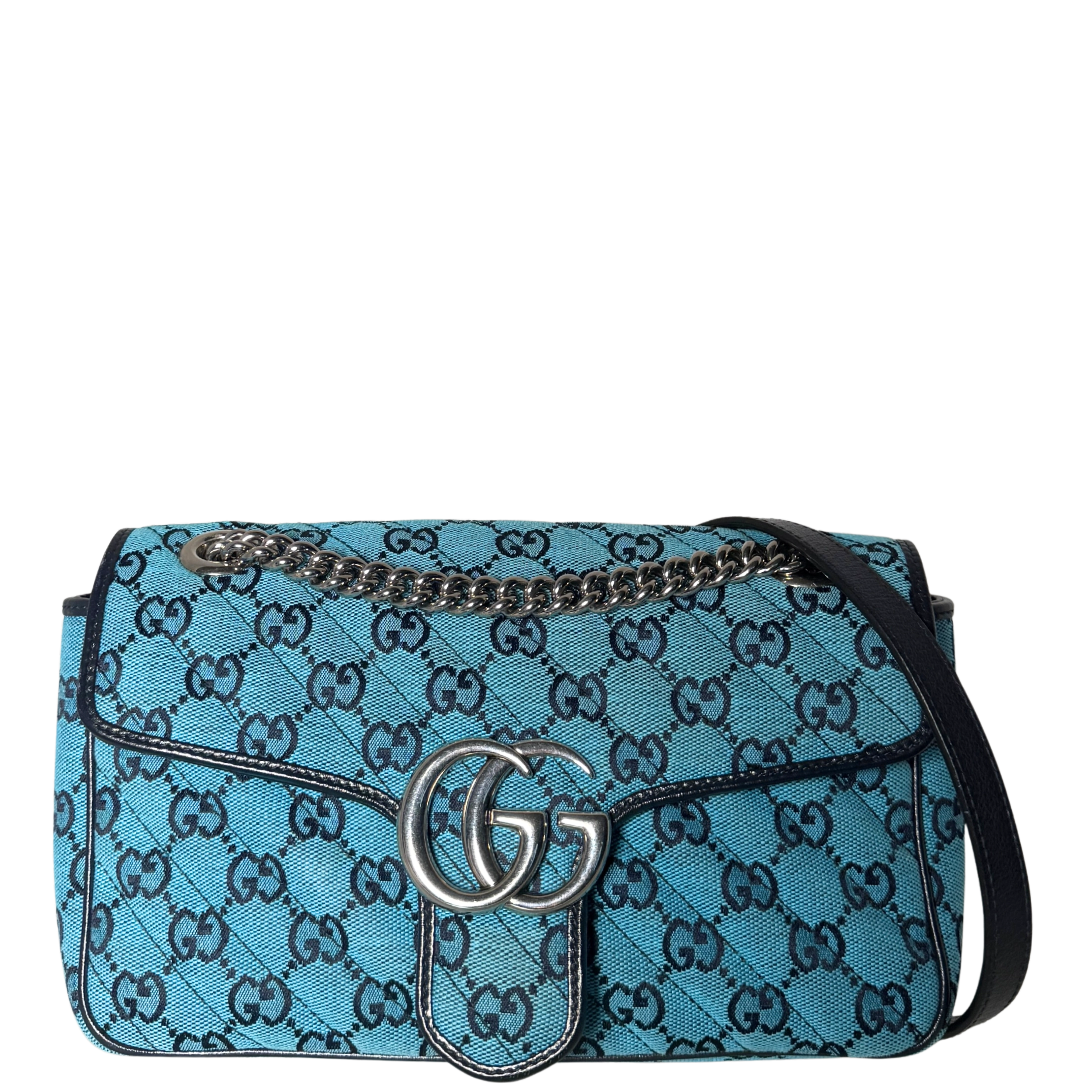 Gucci GG Marmont Schultertasche Denim Blau / sehr gut