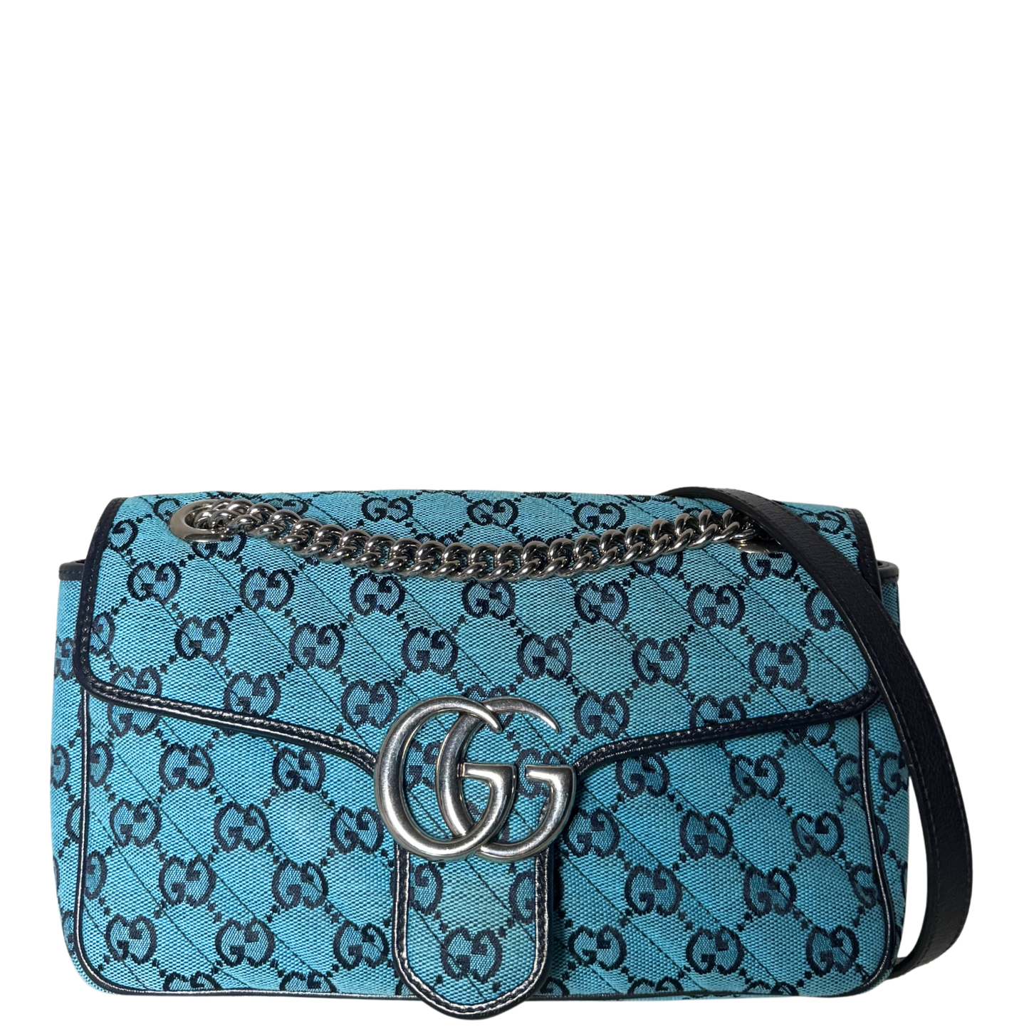 Gucci GG Marmont Schultertasche Denim Blau / sehr gut