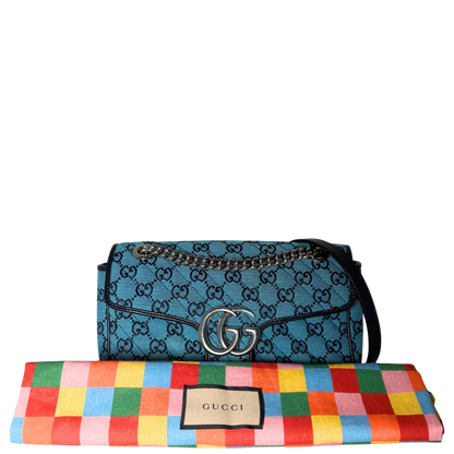 Gucci GG Marmont Schultertasche Denim Blau / sehr gut