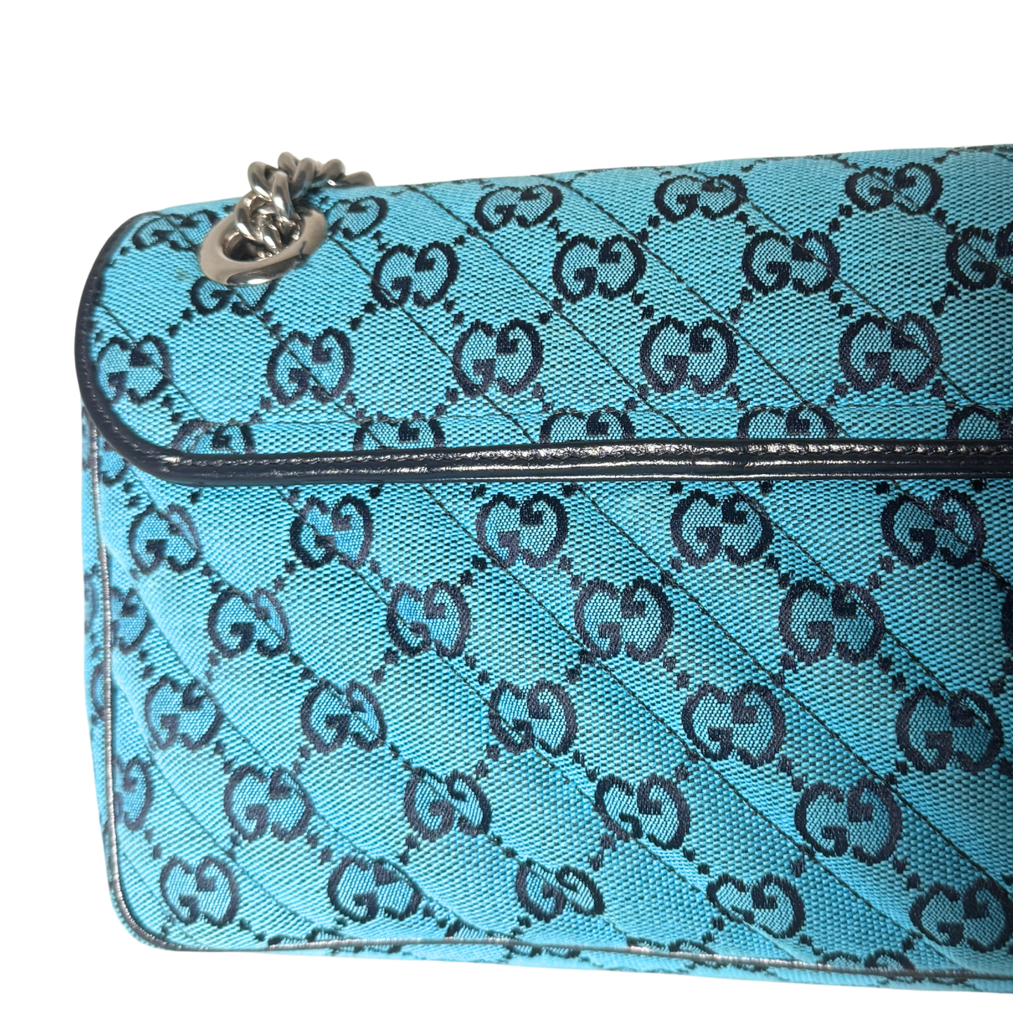 Gucci GG Marmont Schultertasche Denim Blau / sehr gut