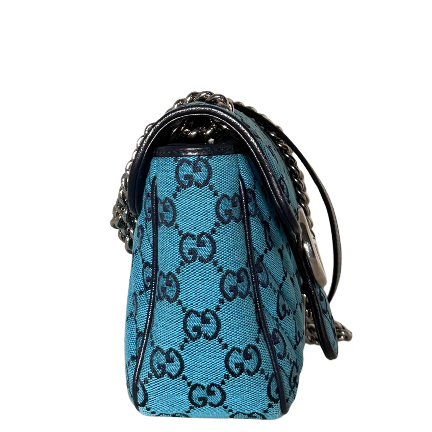 Gucci GG Marmont Schultertasche Denim Blau / sehr gut