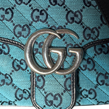 Gucci GG Marmont Schultertasche Denim Blau / sehr gut