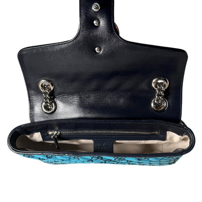 Gucci GG Marmont Schultertasche Denim Blau / sehr gut