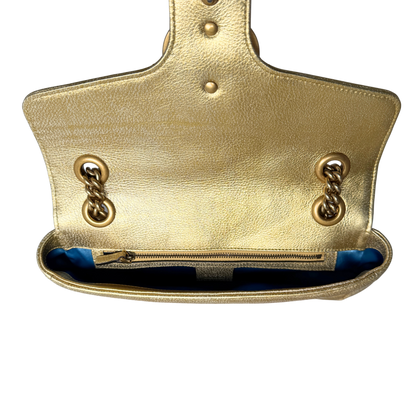 Gucci GG Marmont Matelasse Schultertasche aus gestepptem Leder Gold Pink / gut Gucci