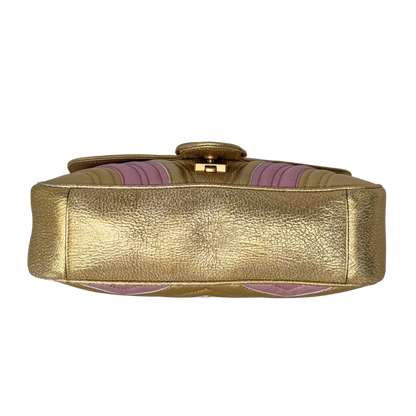 Gucci GG Marmont Matelasse Schultertasche aus gestepptem Leder Gold Pink / gut Gucci