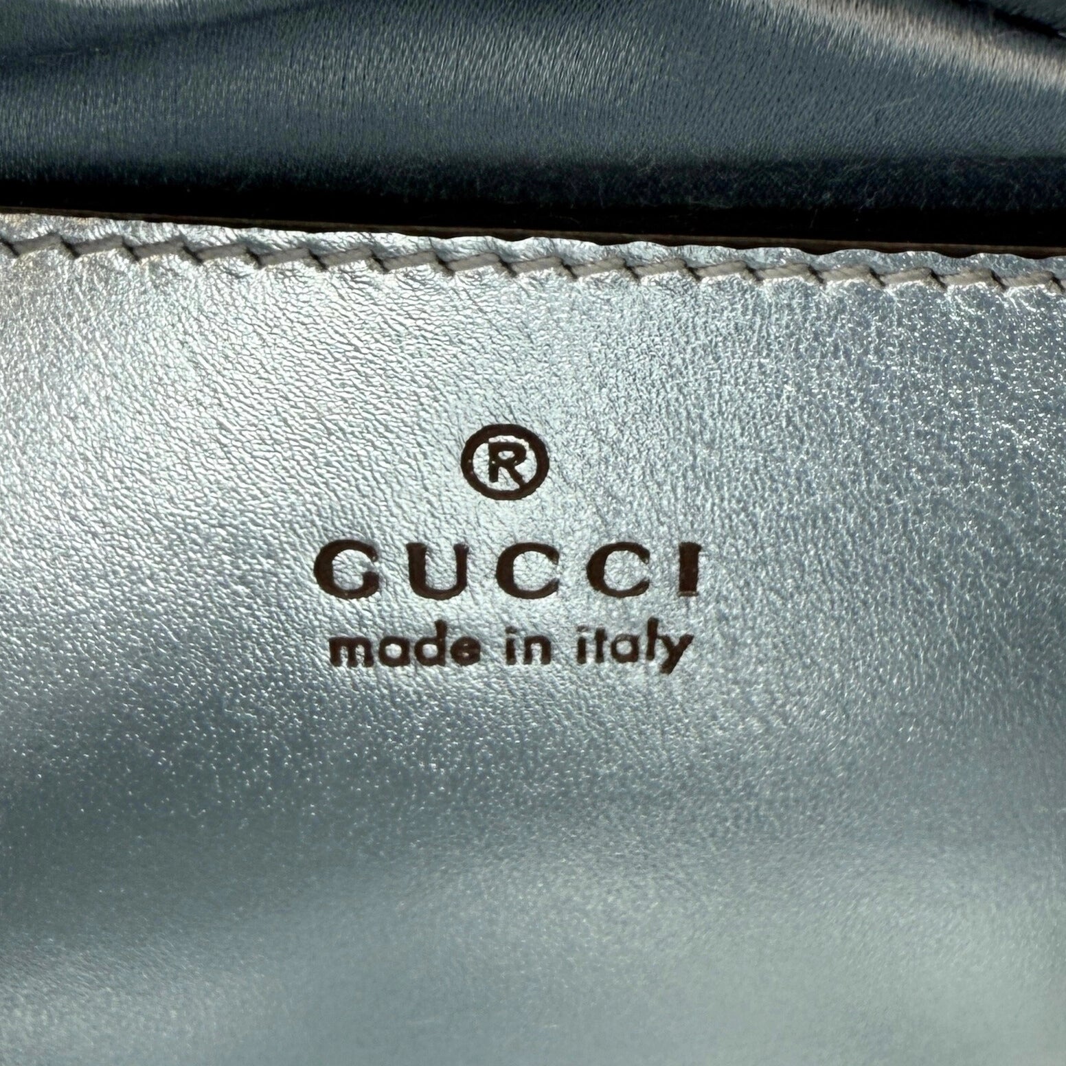 Gucci Kleine GG Marmont Schultertasche Metallicblau Fullset / neuwertig Gucci