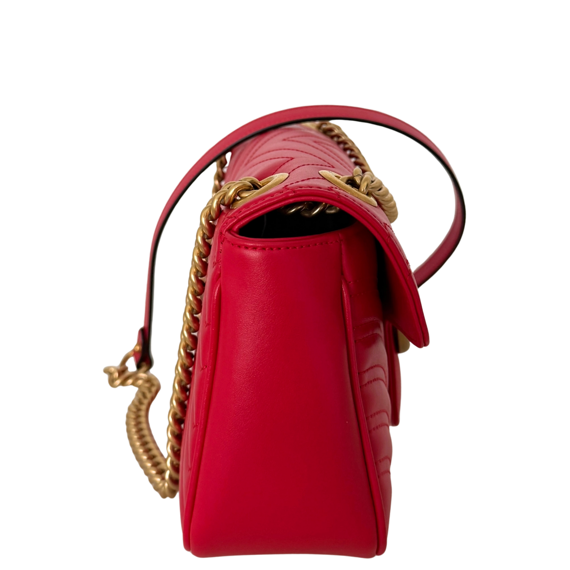 Gucci Kleine GG Marmont Schultertasche Rot / neuwertig Gucci