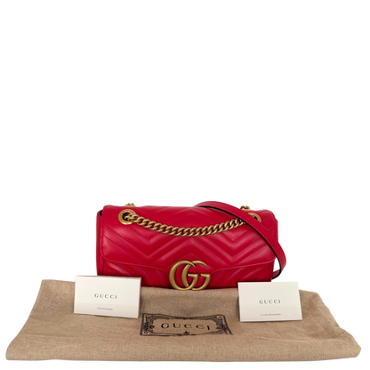 Gucci Kleine GG Marmont Schultertasche Rot / neuwertig Gucci