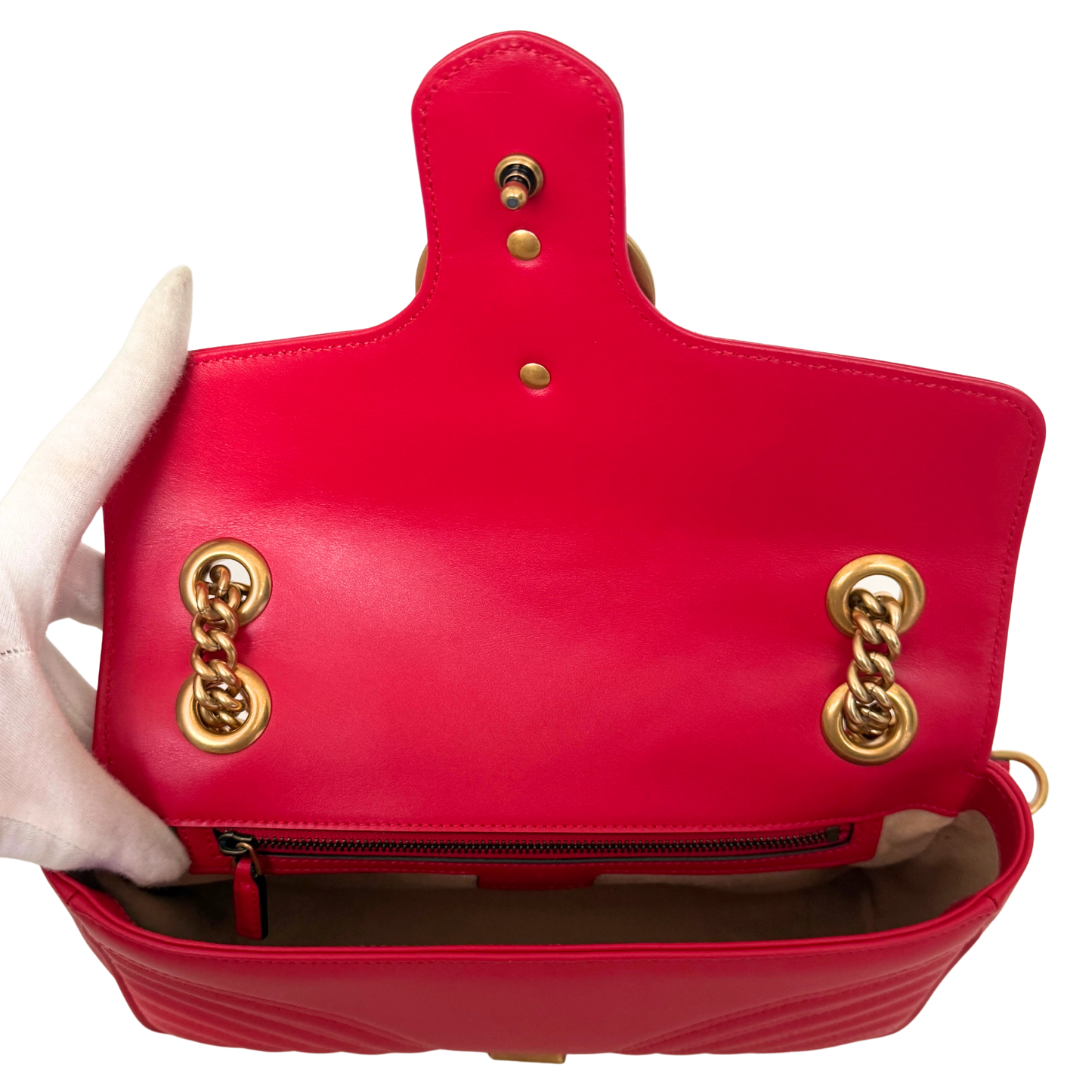 Gucci Kleine GG Marmont Schultertasche Rot / neuwertig Gucci