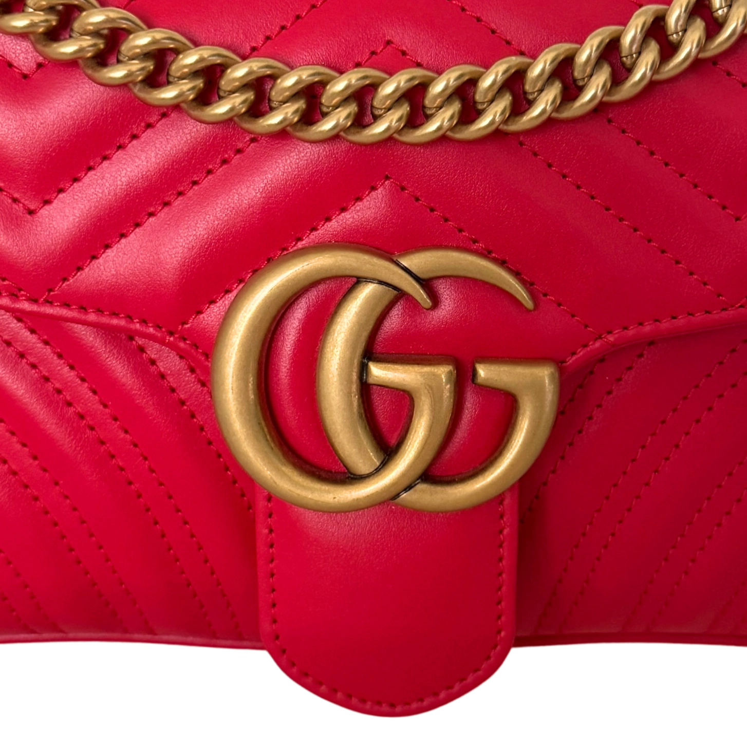 Gucci Kleine GG Marmont Schultertasche Rot / neuwertig Gucci