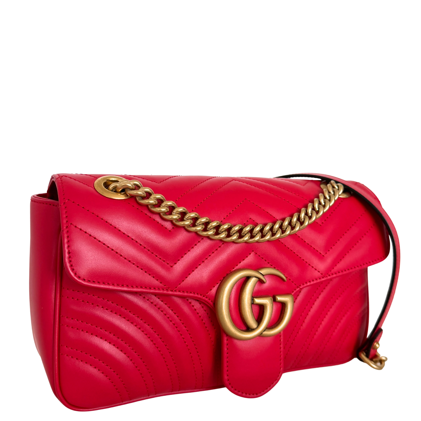 Gucci Kleine GG Marmont Schultertasche Rot / neuwertig Gucci