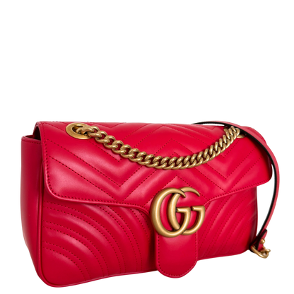 Gucci Kleine GG Marmont Schultertasche Rot / neuwertig Gucci