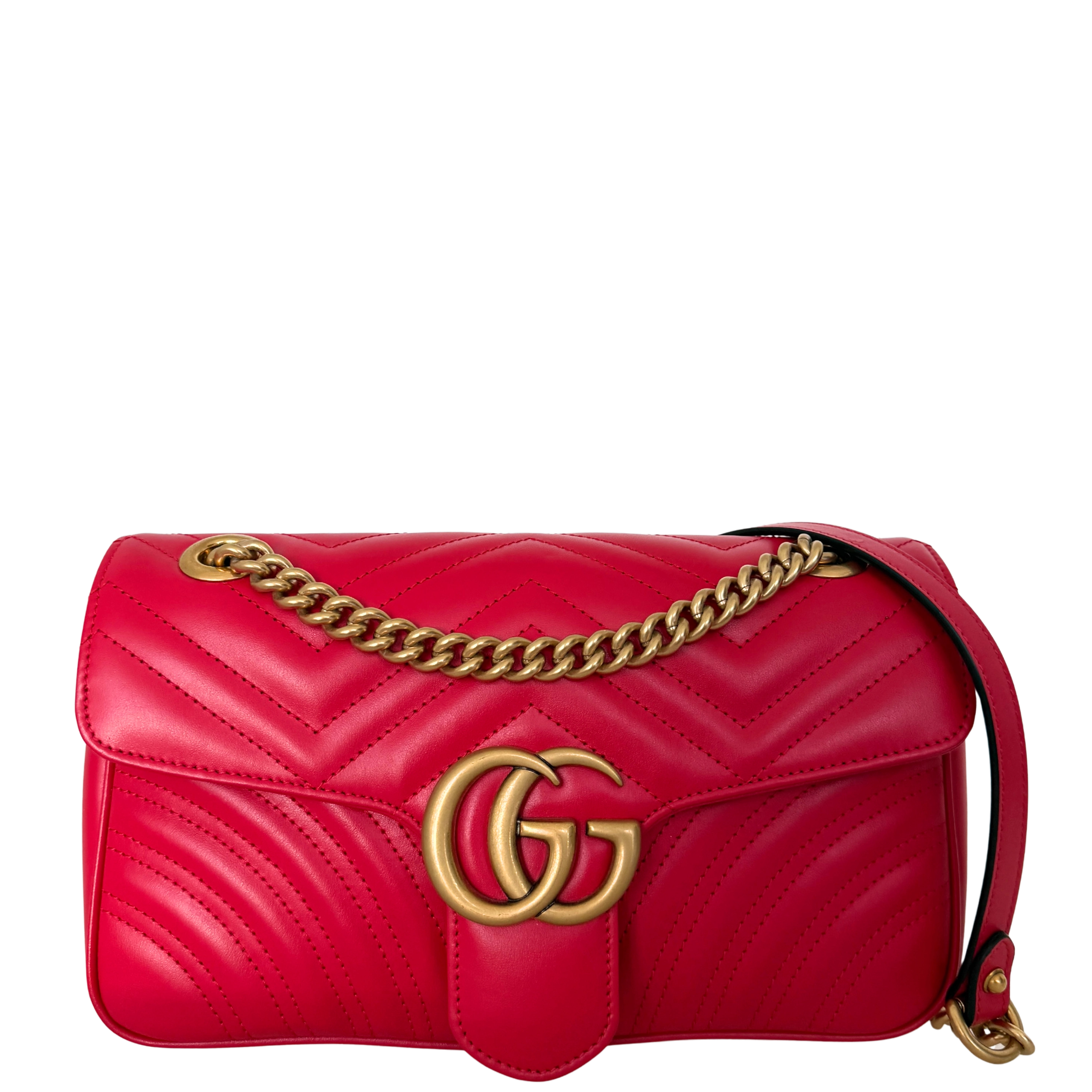 Gucci Kleine GG Marmont Schultertasche Rot / neuwertig Gucci