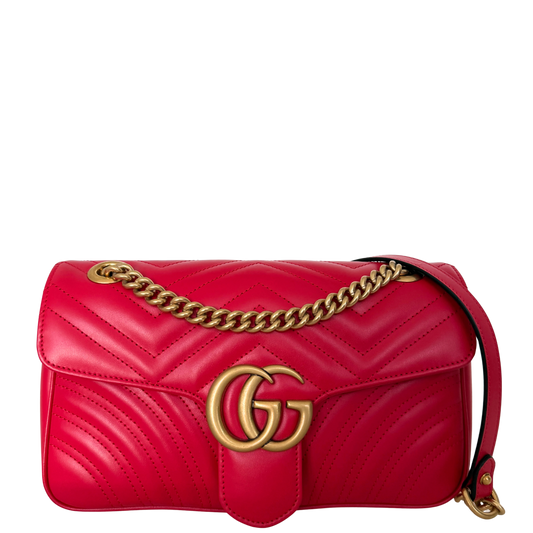 Gucci Kleine GG Marmont Schultertasche Rot / neuwertig Gucci