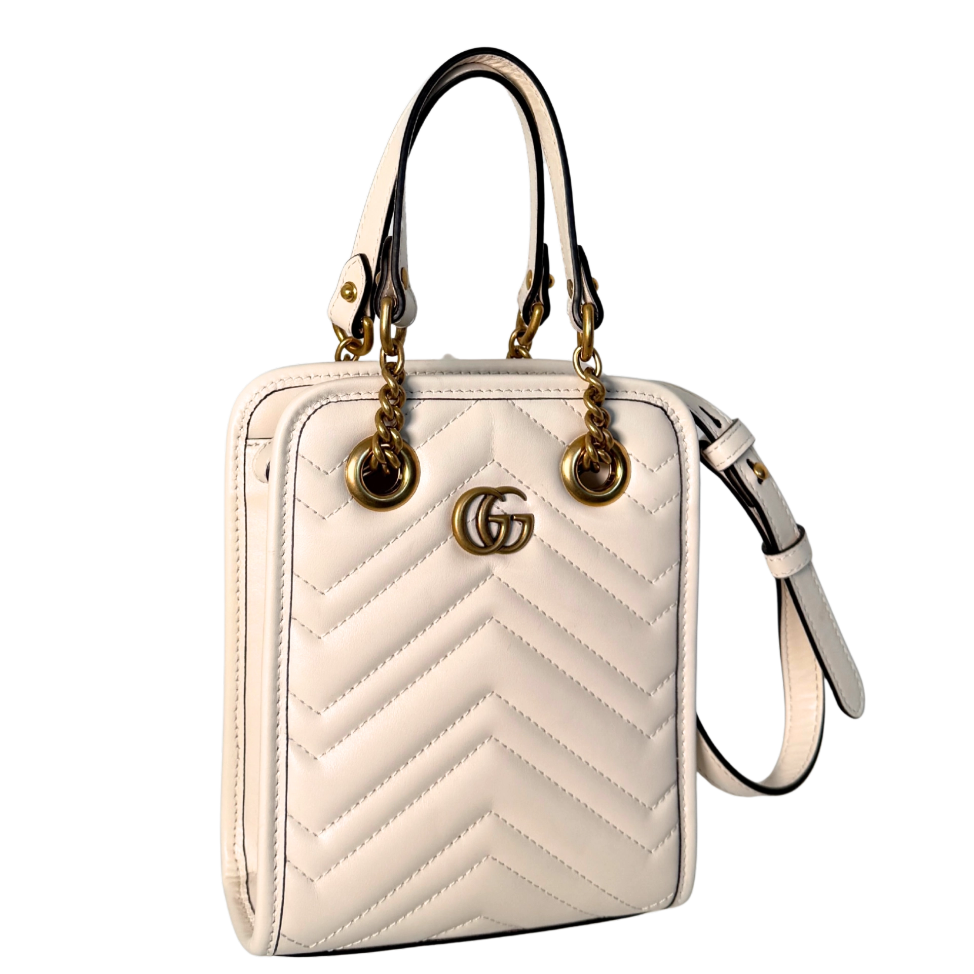 Gucci GG Marmont Mini-Handtasche Weiß / sehr gut Gucci