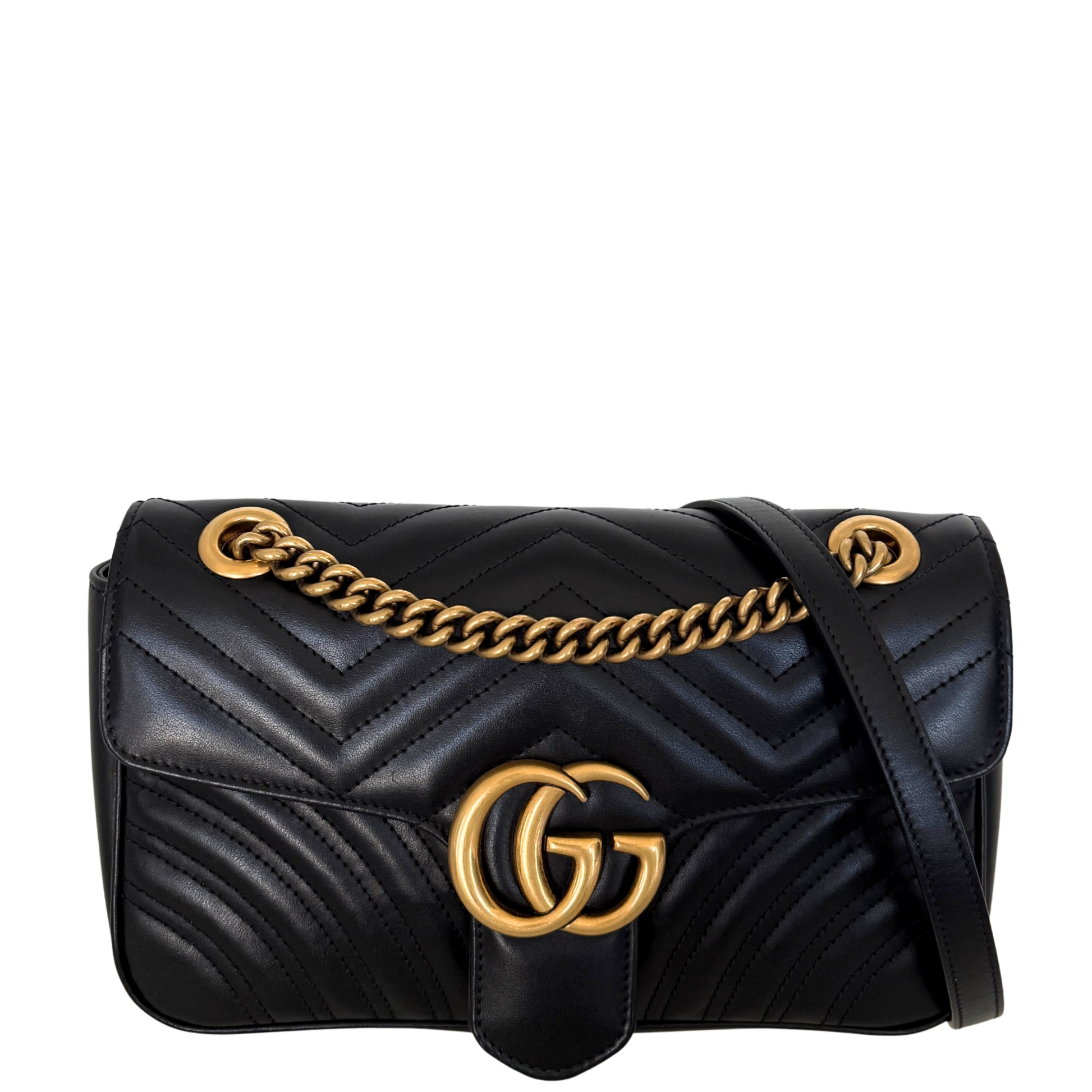 Gucci Kleine GG Marmont Schultertasche Schwarz / neuwertig Gucci