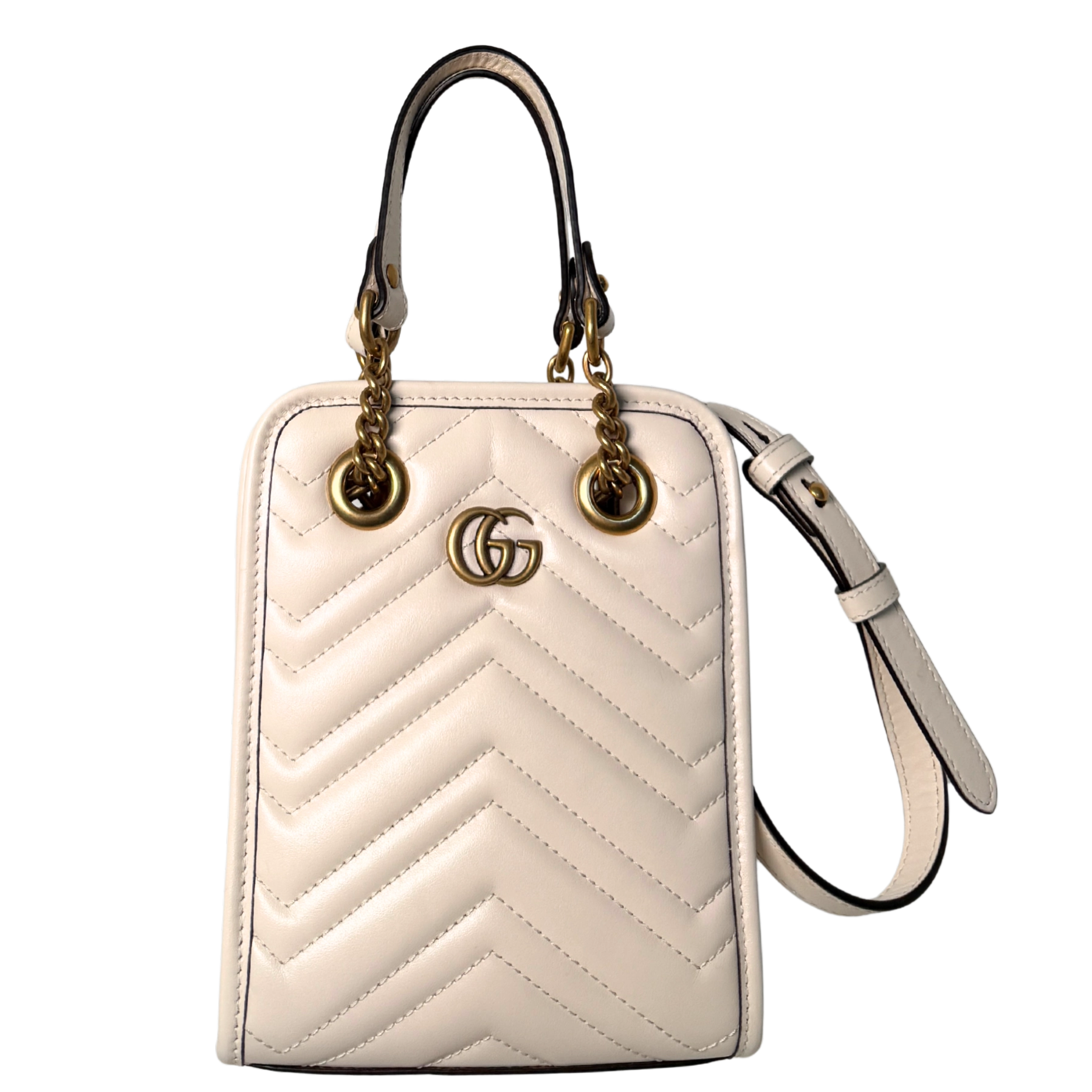 Gucci GG Marmont Mini-Handtasche Weiß / sehr gut Gucci