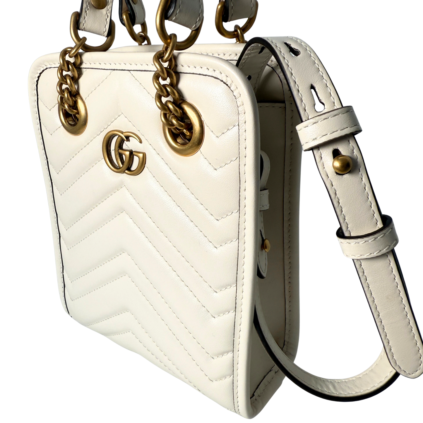 Gucci GG Marmont Mini-Handtasche Weiß / sehr gut Gucci