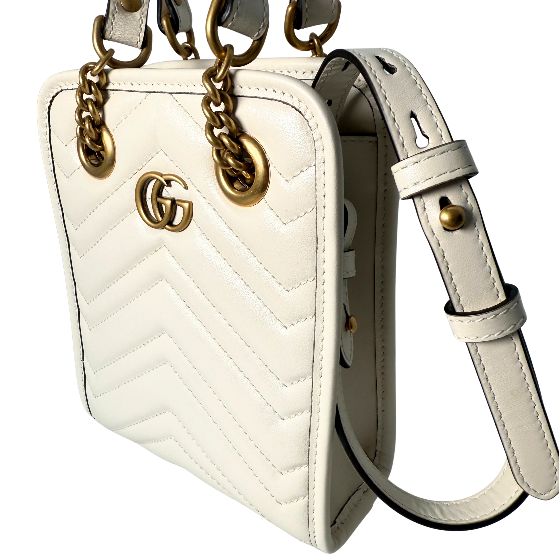 Gucci GG Marmont Mini-Handtasche Weiß / sehr gut Gucci