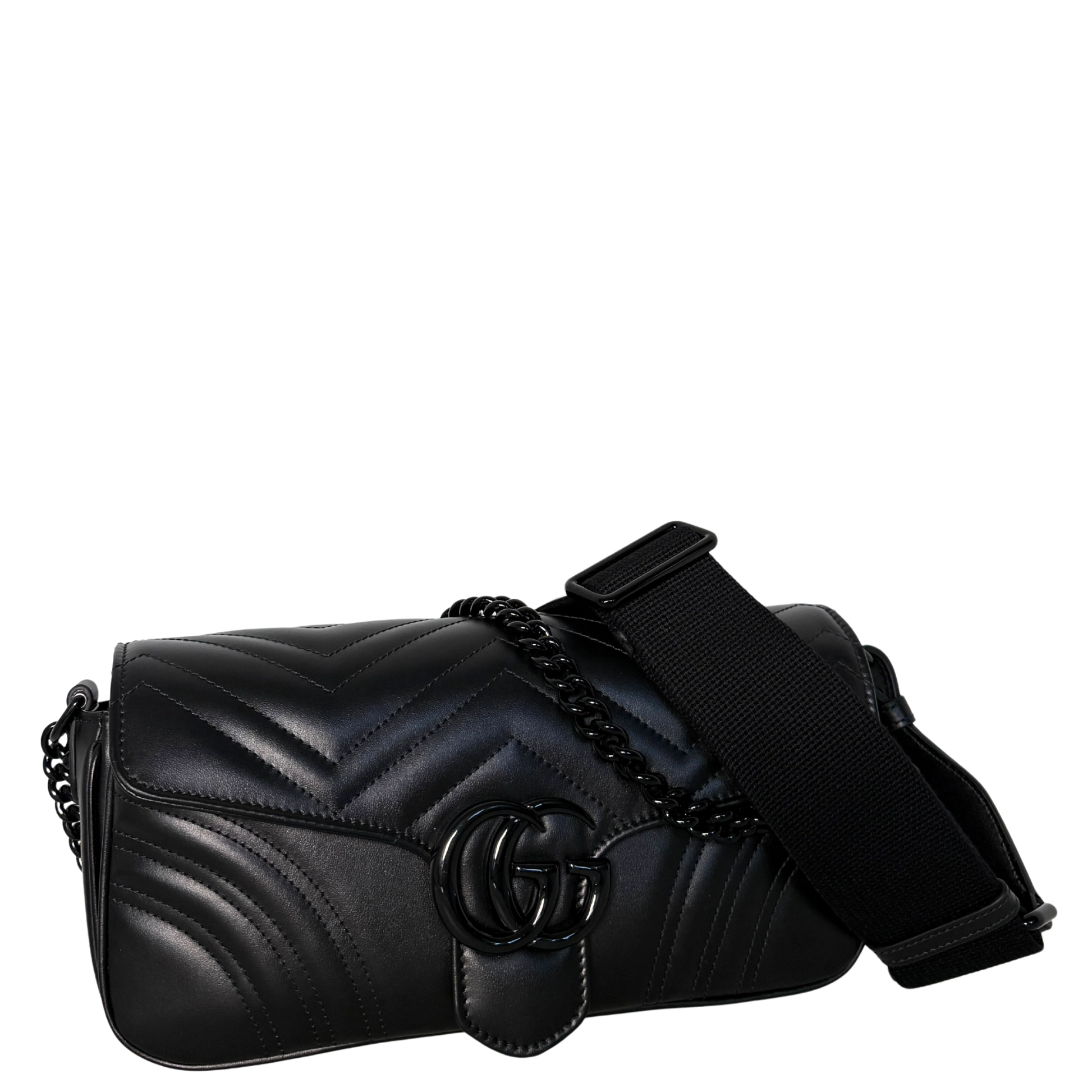 Gucci Mittelgroße GG Marmont Schultertasche Schwarz / neuwertig Gucci