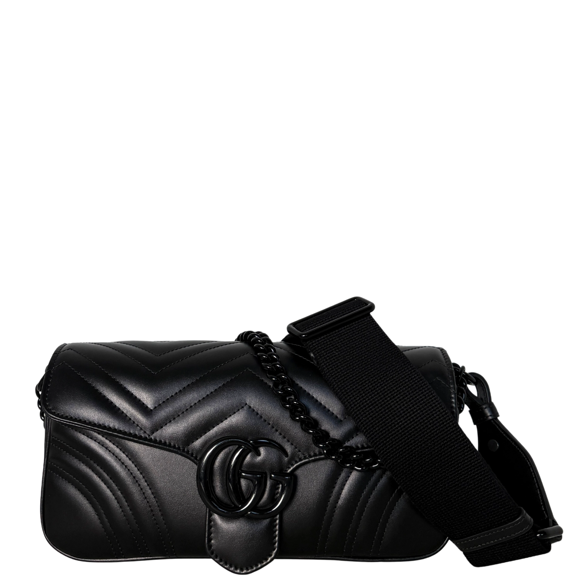 Gucci Mittelgroße GG Marmont Schultertasche Schwarz / neuwertig Gucci