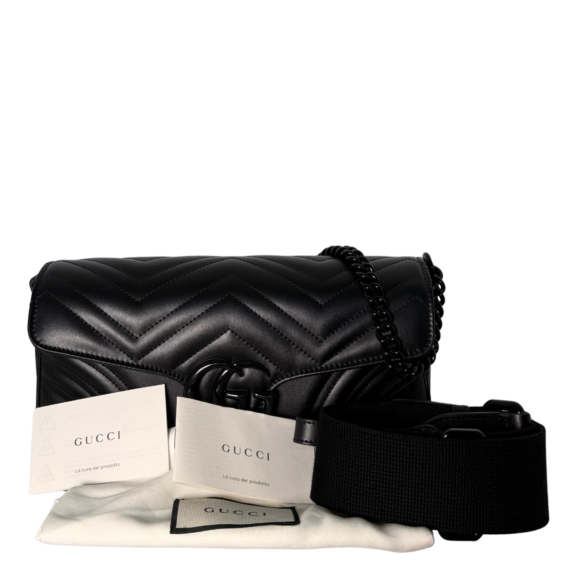 Gucci Mittelgroße GG Marmont Schultertasche Schwarz / neuwertig Gucci