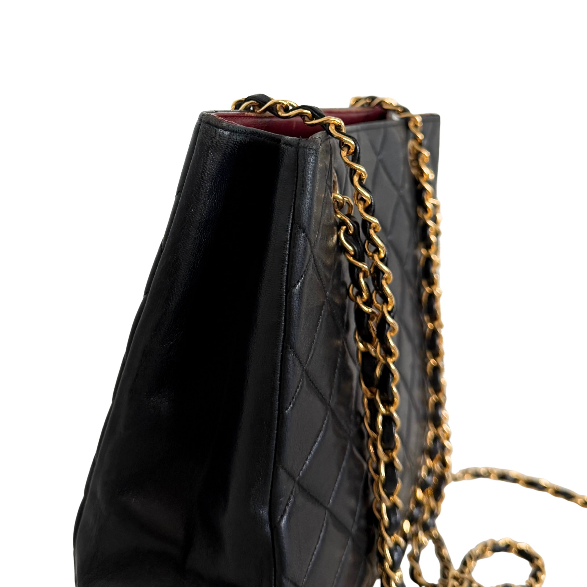 Chanel Matelassé Tote Bag mit Kettenriemen Schwarz / gut Chanel