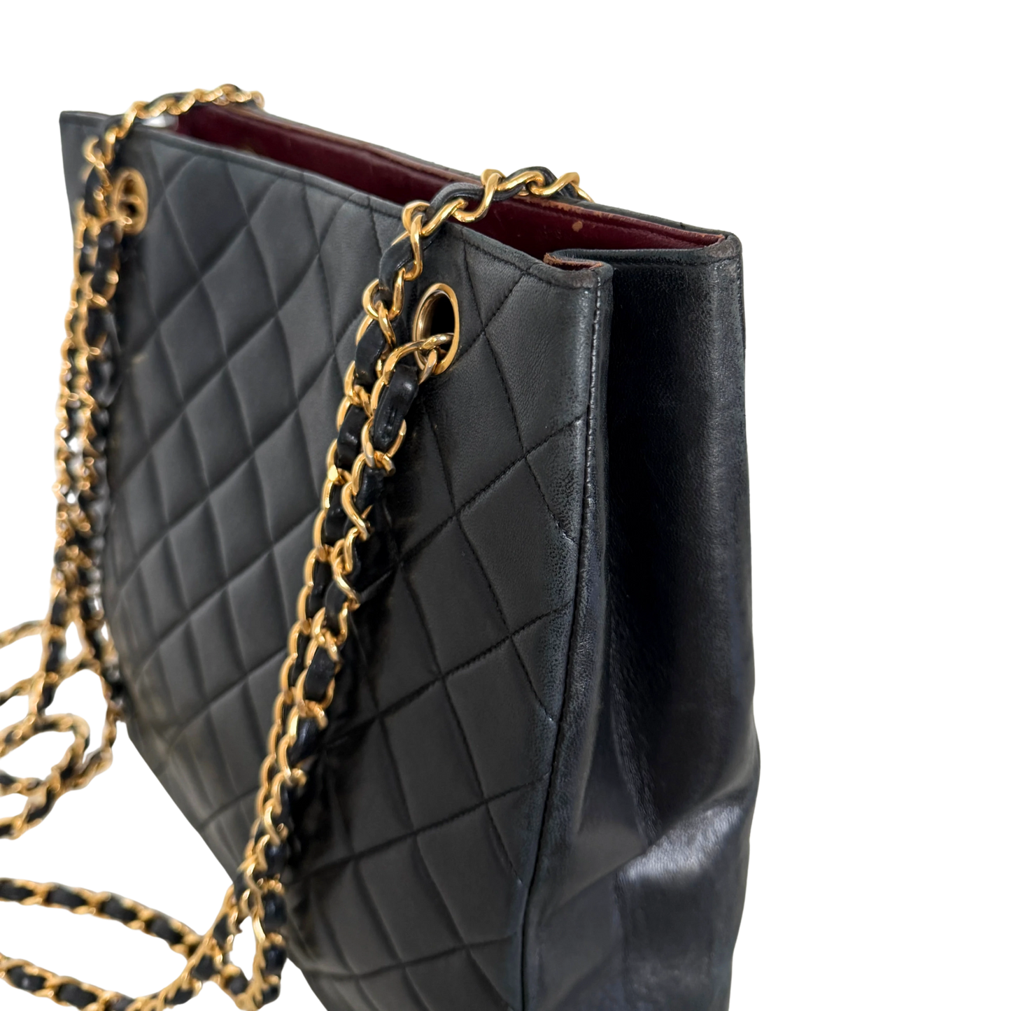 Chanel Matelassé Tote Bag mit Kettenriemen Schwarz / gut Chanel