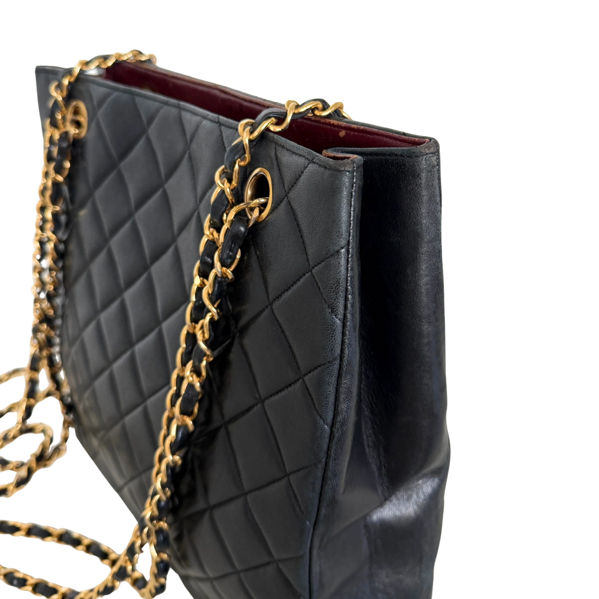 Chanel Matelassé Tote Bag mit Kettenriemen Schwarz / gut Chanel