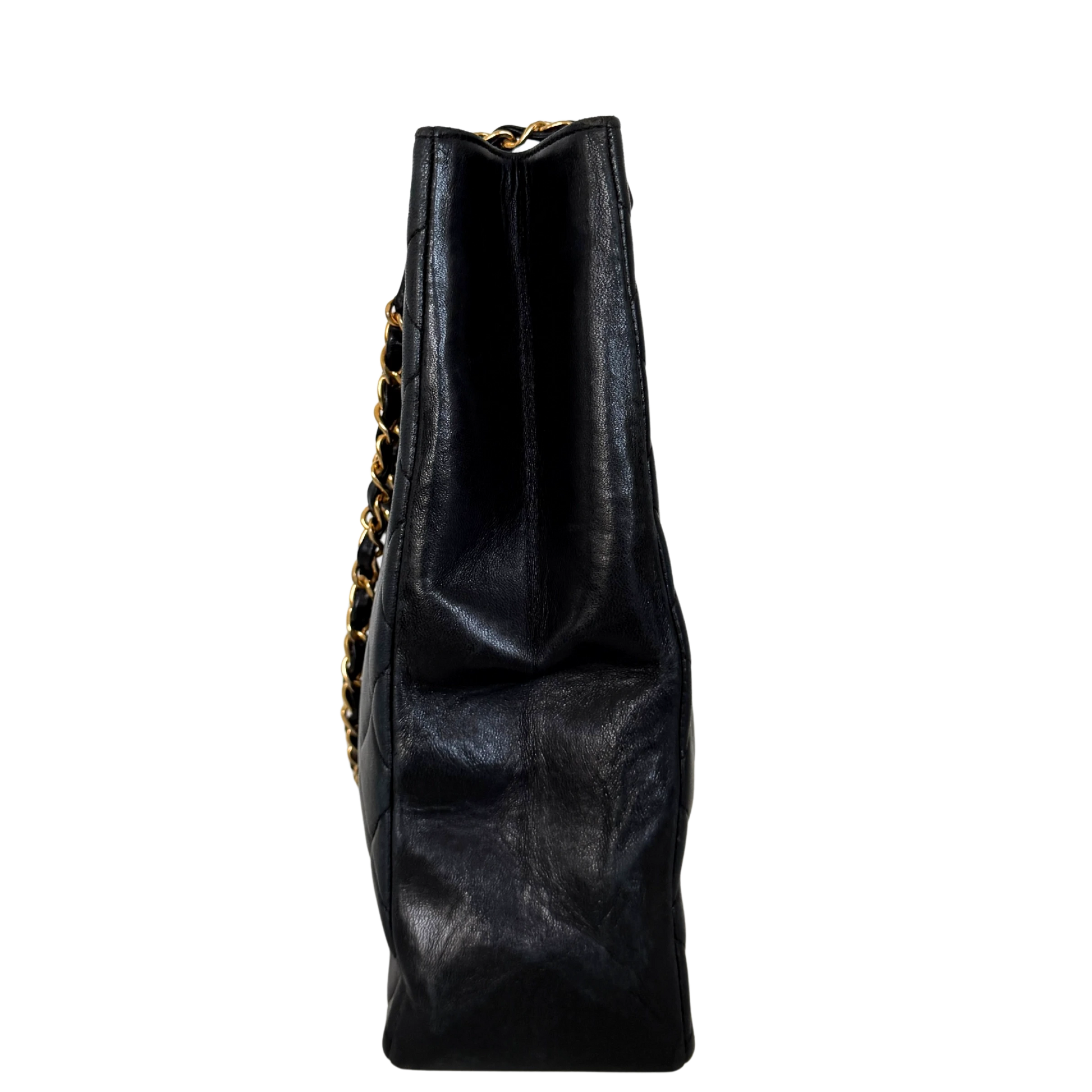 Chanel Matelassé Tote Bag mit Kettenriemen Schwarz / gut Chanel