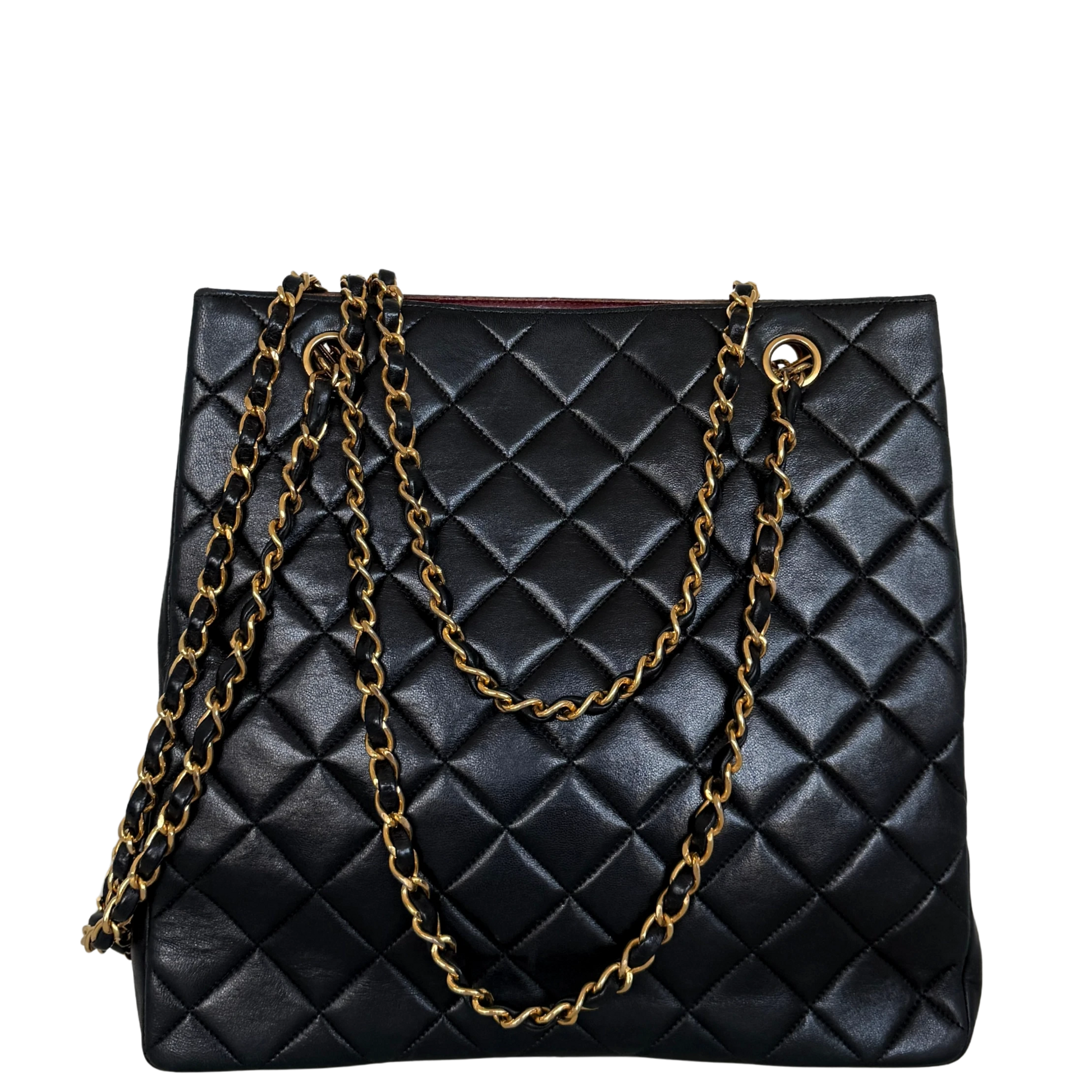 Chanel Matelassé Tote Bag mit Kettenriemen Schwarz / gut Chanel