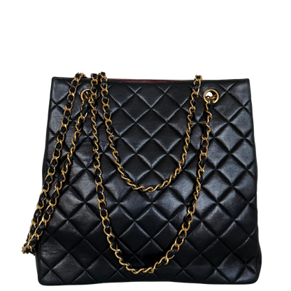 Chanel Matelassé Tote Bag mit Kettenriemen Schwarz / gut Chanel
